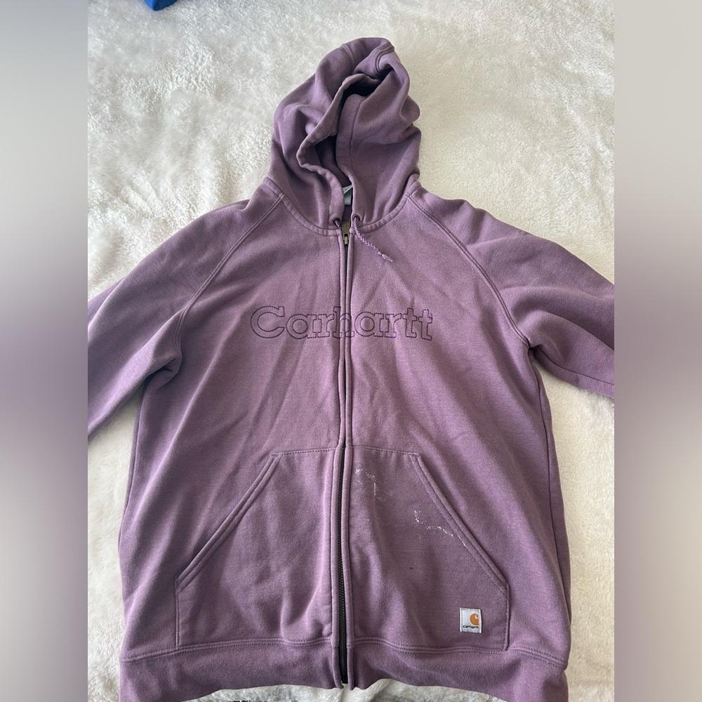 Carhartt purple zip-up hoodie-light staining #skater